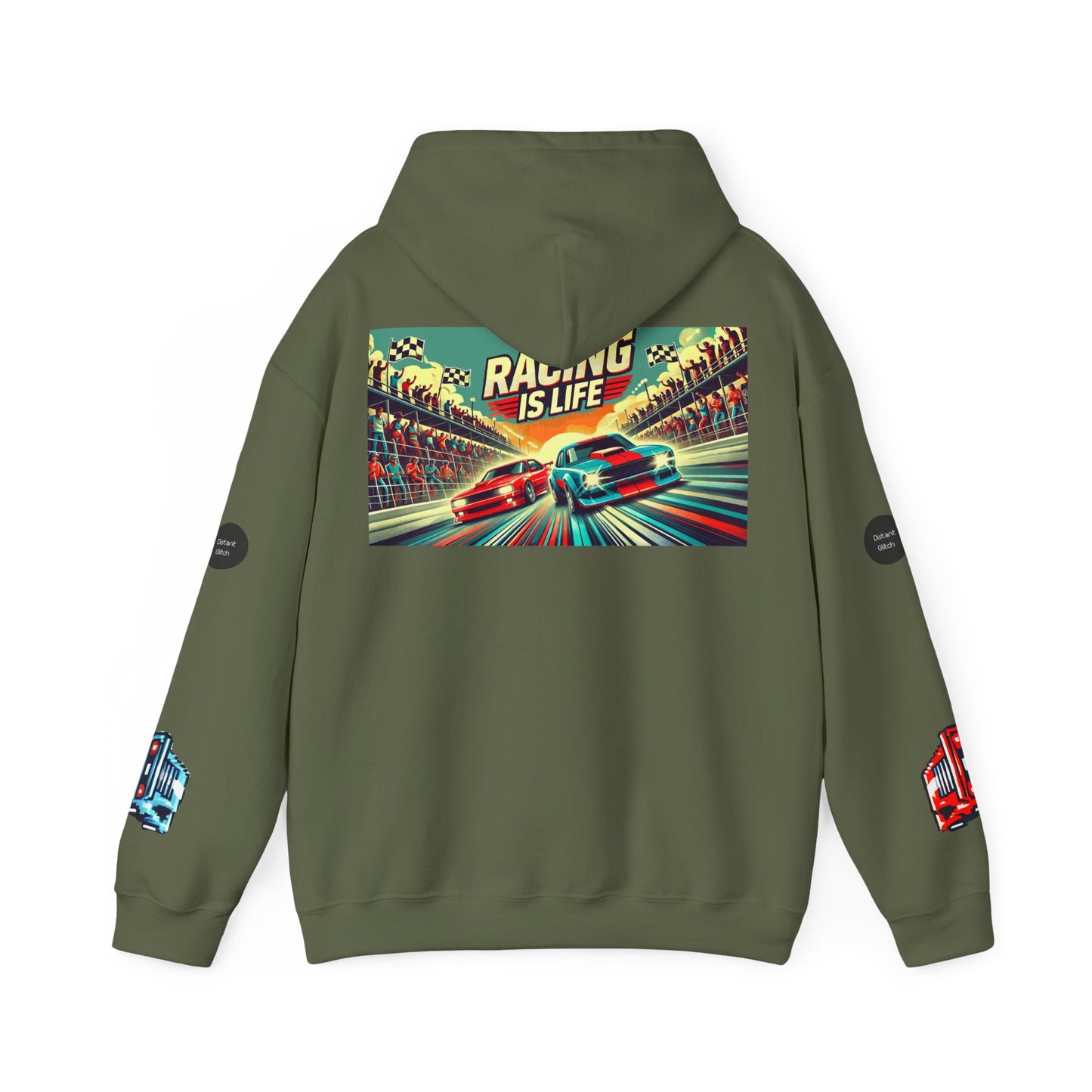 "Racing Is Life". The Immersive, AR Heavy Hoodie featuring 'Glitch Point' Technology. For The Retro Gaming Enthusiasts, Pixel Art Fans, Snapchatters & TikTokers