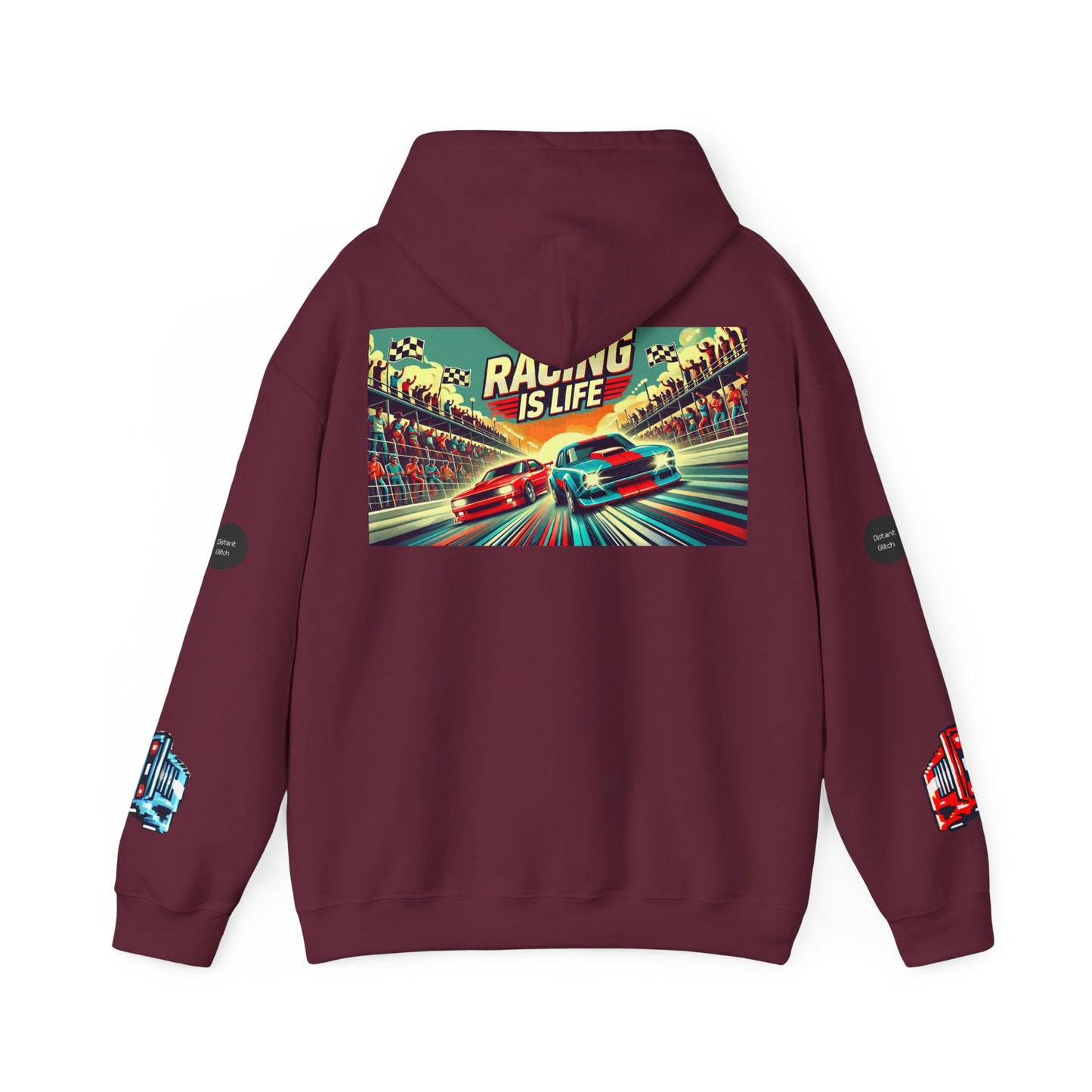 "Racing Is Life". The Immersive, AR Heavy Hoodie featuring 'Glitch Point' Technology. For The Retro Gaming Enthusiasts, Pixel Art Fans, Snapchatters & TikTokers