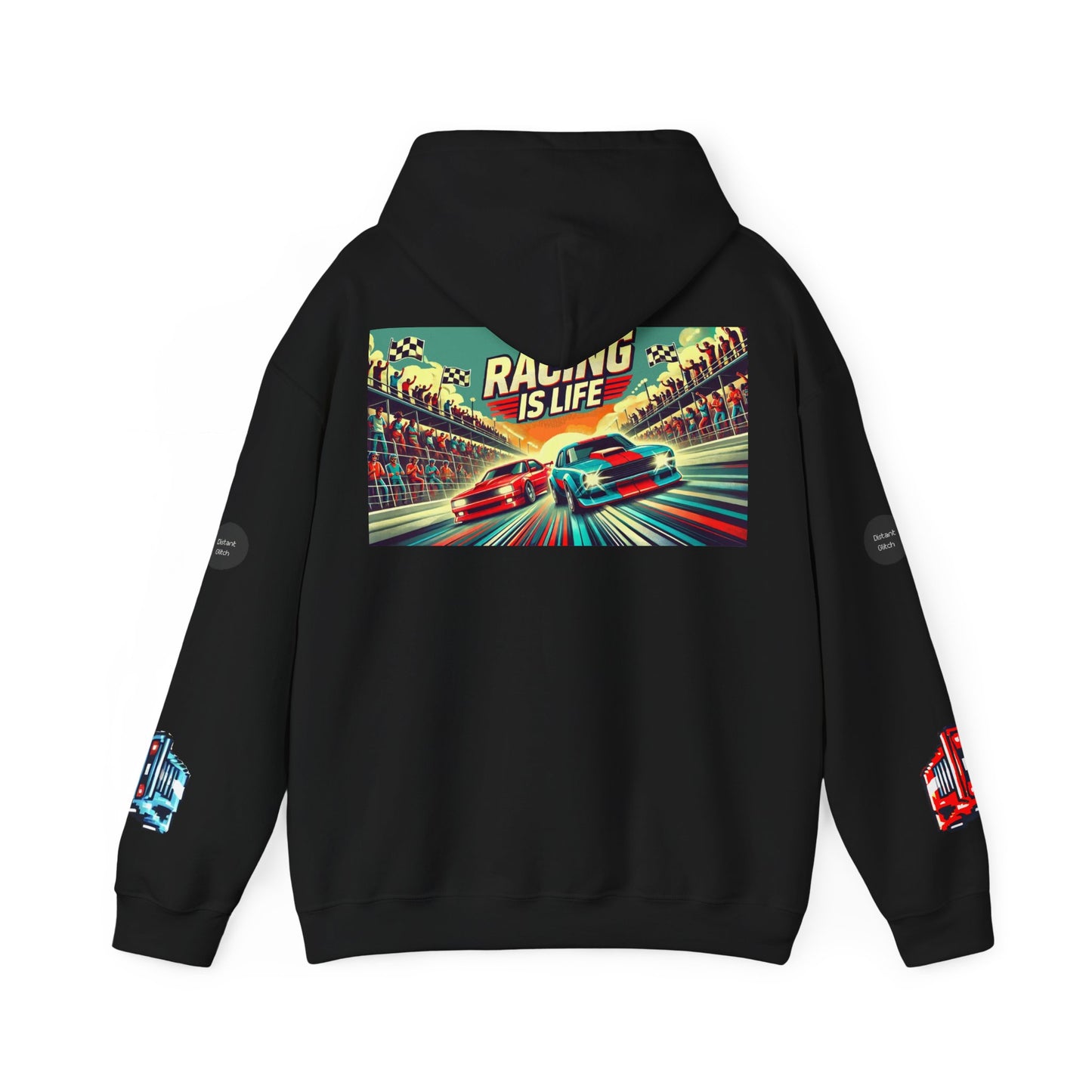 "Racing Is Life". The Immersive, AR Heavy Hoodie featuring 'Glitch Point' Technology. For The Retro Gaming Enthusiasts, Pixel Art Fans, Snapchatters & TikTokers